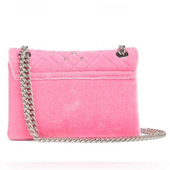 Kurt Geiger London Mini Braxton Velvet Shoulder Bag in PINK - Picture 3 of 5